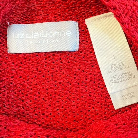 Liz Claiborne Collection Red Sleeveless Silk Blend Sweater Vest Top L - Picture 5 of 10